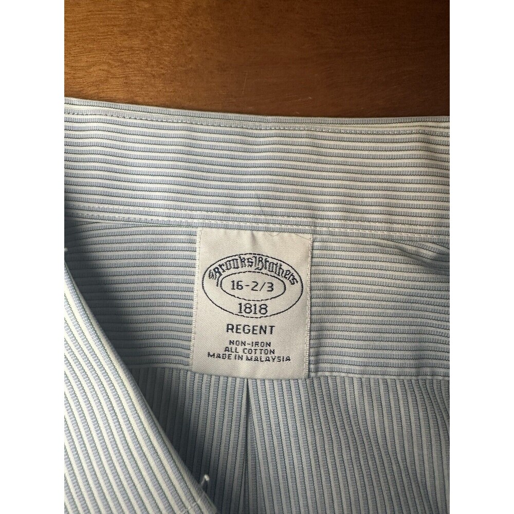 BROOKS BROTHERS Regent Non Iron Blue Striped Dress Shirt 16.5 -2/3